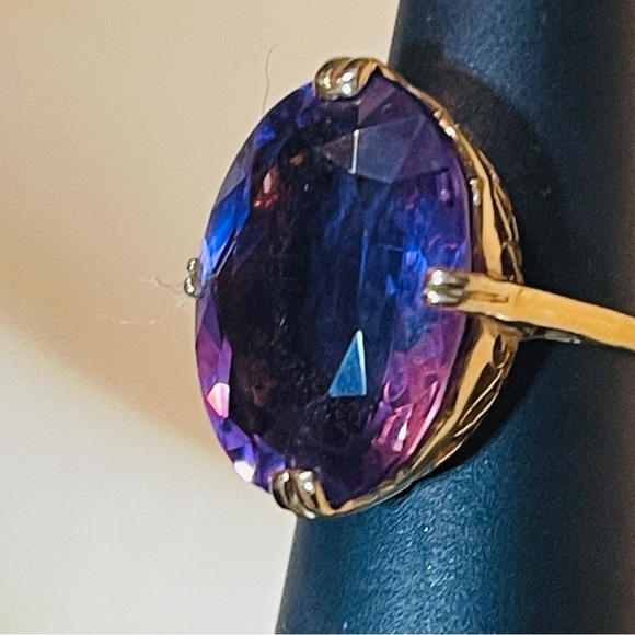 🍇Stunning Vintage Oval Cut 9ct Amethyst 10K Yellow Gold with Filigree Metalwork! - Picture 3 of 14